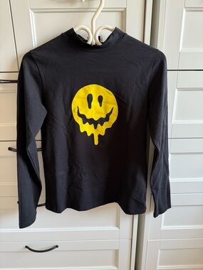 Balenciaga Black Long-Sleeve Tee with Yellow Drip Smile